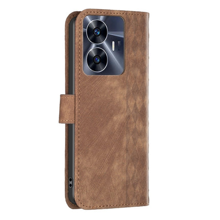 Plaid Embossed Leather Phone Case, For Realme C55