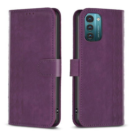 Plaid Embossed Leather Phone Case, For Nokia G21 / G11, For Nokia G22