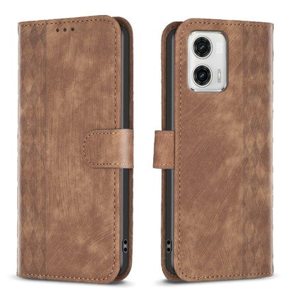 Plaid Embossed Leather Phone Case, For Motorola Moto E13 4G, For Motorola Moto G14 4G, For Motorola Moto G13 4G /G53 5G, For Motorola Moto G73 5G