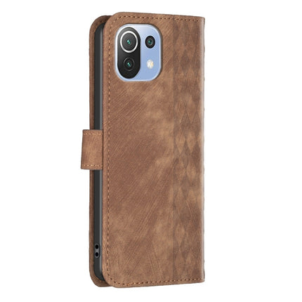 Plaid Embossed Leather Phone Case, For Xiaomi 11 Lite, For Xiaomi Redmi 9A, For Xiaomi Redmi 9, For Xiaomi Redmi 9C