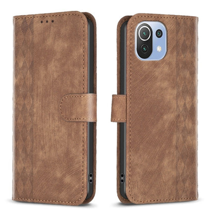 Plaid Embossed Leather Phone Case, For Xiaomi Poco M3 Pro, For Xiaomi 11 Lite, For Xiaomi Redmi Note 10 4G, For Xiaomi Redmi Note 10 Pro
