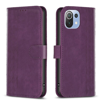 Plaid Embossed Leather Phone Case, For Xiaomi Poco M3 Pro, For Xiaomi 11 Lite, For Xiaomi Redmi Note 10 4G, For Xiaomi Redmi Note 10 Pro
