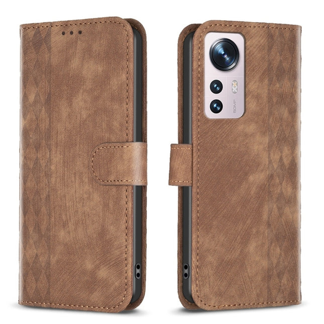 Plaid Embossed Leather Phone Case, For Xiaomi 11i / Redmi K40, For Xiaomi 12 Pro, For Xiaomi 12, For Xiaomi 11T / 11T Pro