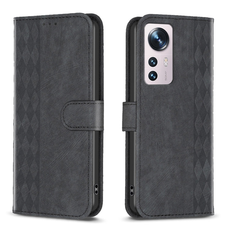 Plaid Embossed Leather Phone Case, For Xiaomi 11i / Redmi K40, For Xiaomi 12 Pro, For Xiaomi 12, For Xiaomi 11T / 11T Pro