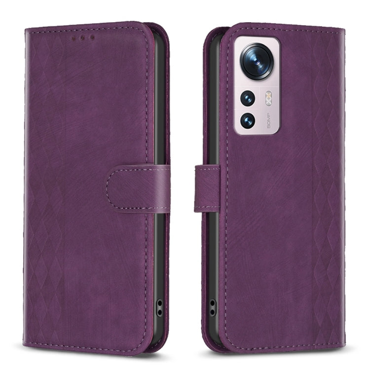 Plaid Embossed Leather Phone Case, For Xiaomi 11i / Redmi K40, For Xiaomi 12 Pro, For Xiaomi 12, For Xiaomi 11T / 11T Pro