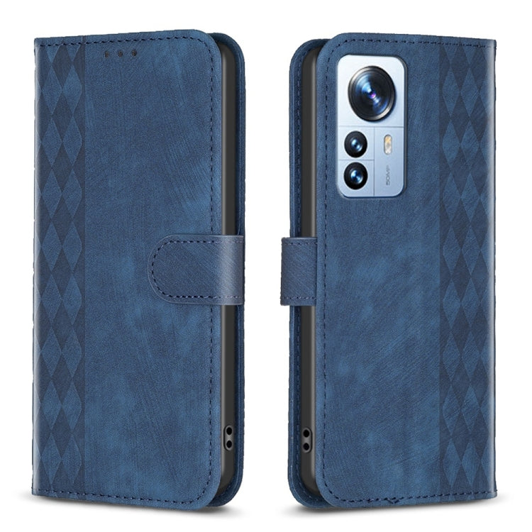 Plaid Embossed Leather Phone Case, For Xiaomi 11i / Redmi K40, For Xiaomi 12 Pro, For Xiaomi 12, For Xiaomi 11T / 11T Pro
