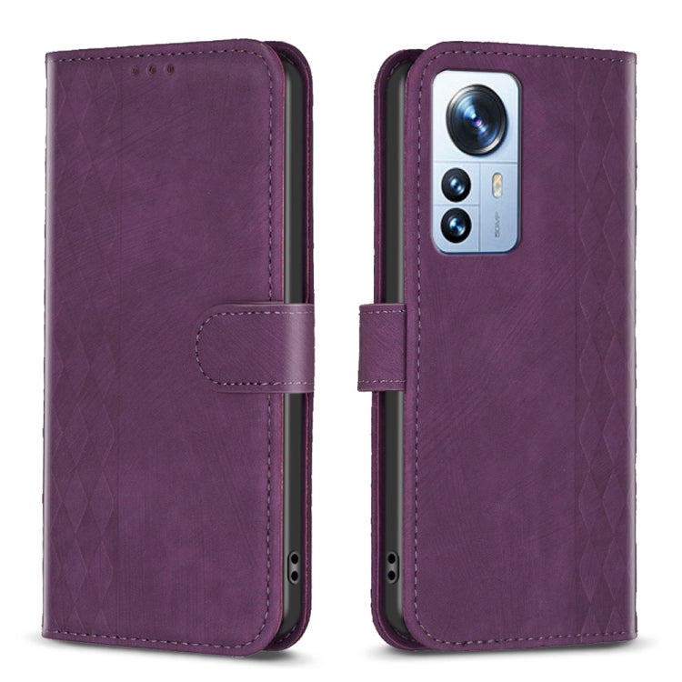 Plaid Embossed Leather Phone Case, For Xiaomi 11i / Redmi K40, For Xiaomi 12 Pro, For Xiaomi 12, For Xiaomi 11T / 11T Pro