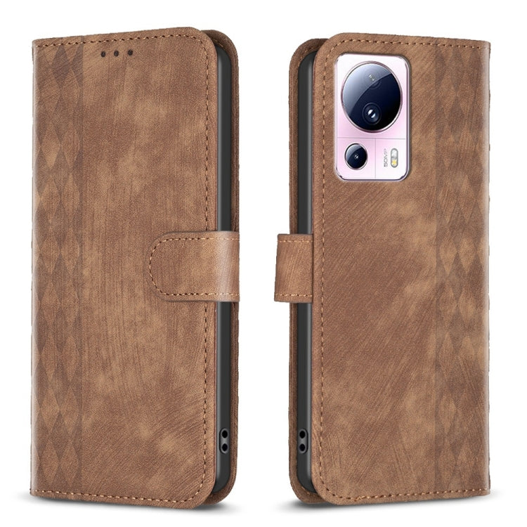 Plaid Embossed Leather Phone Case, For Xiaomi Redmi 12C, For Xiaomi 13 Lite 5G / Civi 2, For Xiaomi Redmi K60 / K60 Pro, For Xiaomi 13 Pro