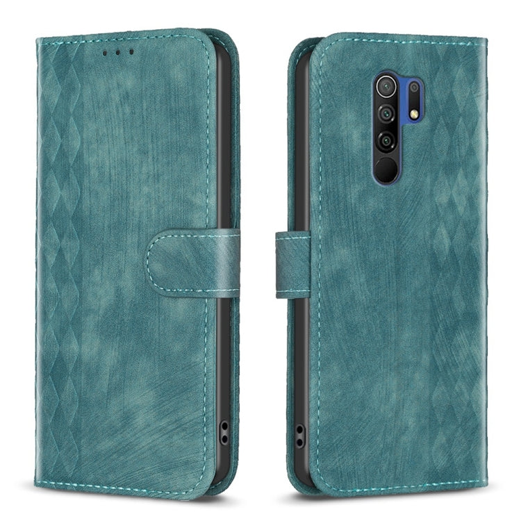 Plaid Embossed Leather Phone Case, For Xiaomi Redmi 9A, For Xiaomi Redmi 9, For Xiaomi Redmi 9C, For Xiaomi Redmi Note 9