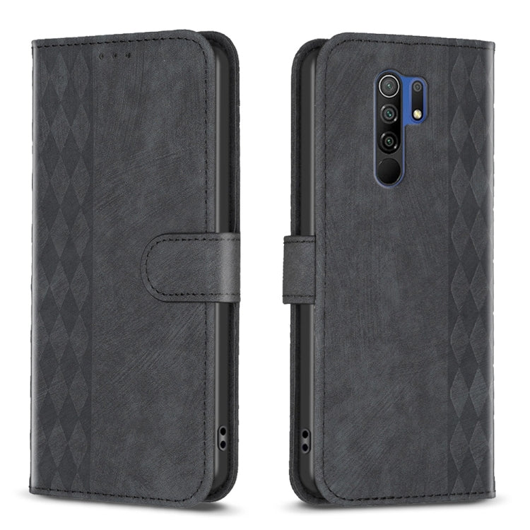 Plaid Embossed Leather Phone Case, For Xiaomi Redmi 9A, For Xiaomi Redmi 9, For Xiaomi Redmi 9C, For Xiaomi Redmi Note 9