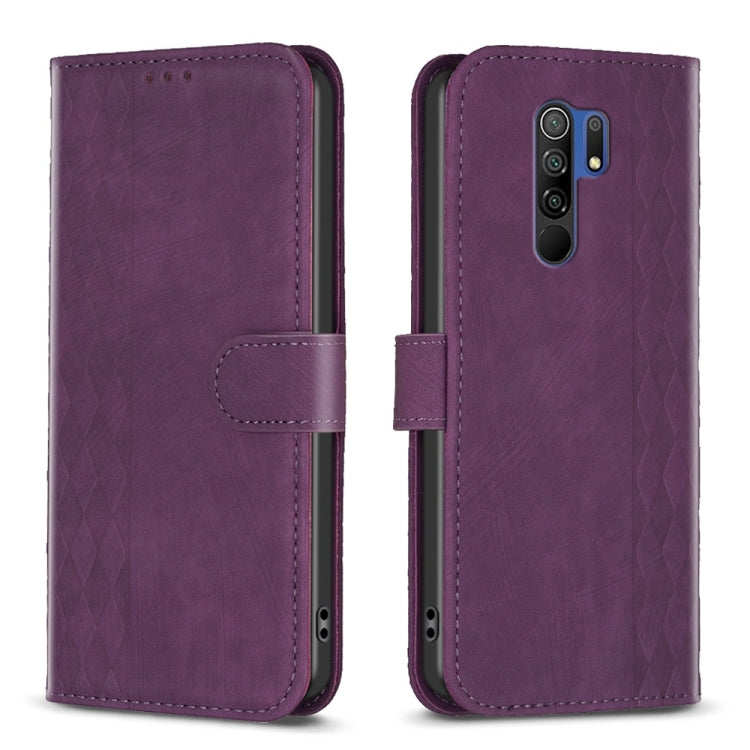 Plaid Embossed Leather Phone Case, For Xiaomi Redmi 9A, For Xiaomi Redmi 9, For Xiaomi Redmi 9C, For Xiaomi Redmi Note 9