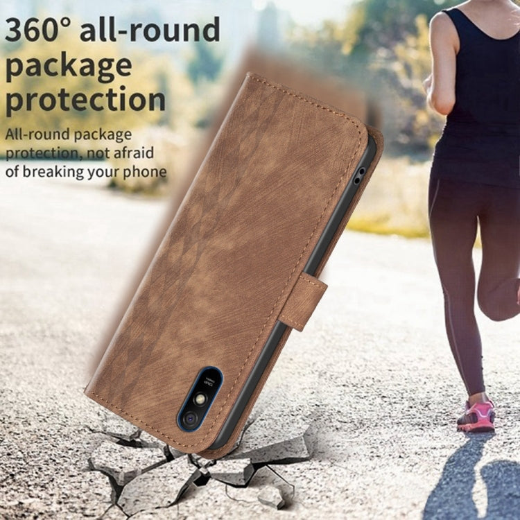 Plaid Embossed Leather Phone Case, For Xiaomi Redmi 9A, For Xiaomi Redmi 9, For Xiaomi Redmi 9C, For Xiaomi Redmi Note 9