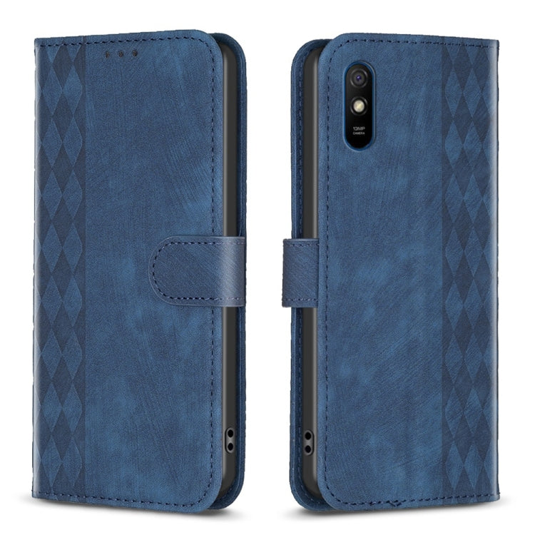 Plaid Embossed Leather Phone Case, For Xiaomi Redmi 9A, For Xiaomi Redmi 9, For Xiaomi Redmi 9C, For Xiaomi Redmi Note 9