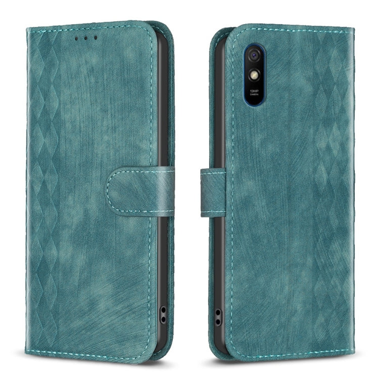Plaid Embossed Leather Phone Case, For Xiaomi Redmi 9A, For Xiaomi Redmi 9, For Xiaomi Redmi 9C, For Xiaomi Redmi Note 9
