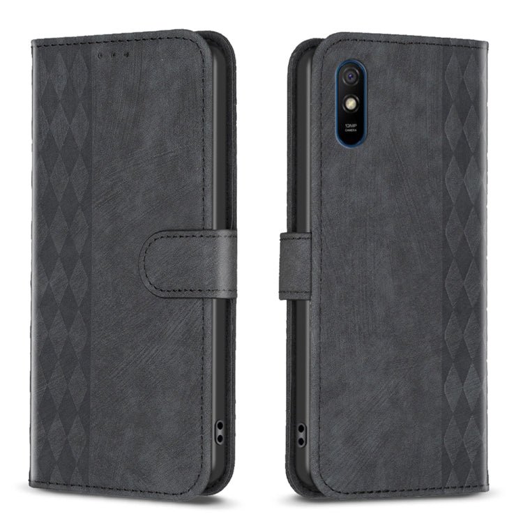 Plaid Embossed Leather Phone Case, For Xiaomi Redmi 9A, For Xiaomi Redmi 9, For Xiaomi Redmi 9C, For Xiaomi Redmi Note 9