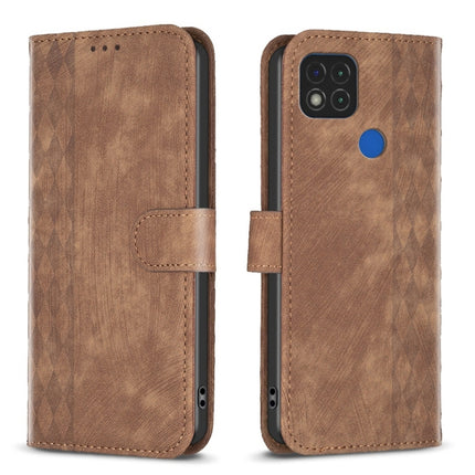 Plaid Embossed Leather Phone Case, For Xiaomi 11 Lite, For Xiaomi Redmi 9A, For Xiaomi Redmi 9, For Xiaomi Redmi 9C