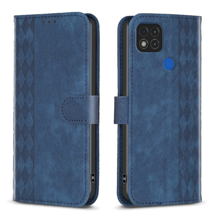 Plaid Embossed Leather Phone Case, For Xiaomi Redmi 9A, For Xiaomi Redmi 9, For Xiaomi Redmi 9C, For Xiaomi Redmi Note 9