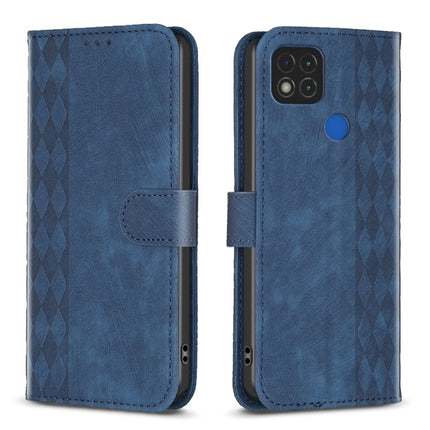 Plaid Embossed Leather Phone Case, For Xiaomi 11 Lite, For Xiaomi Redmi 9A, For Xiaomi Redmi 9, For Xiaomi Redmi 9C