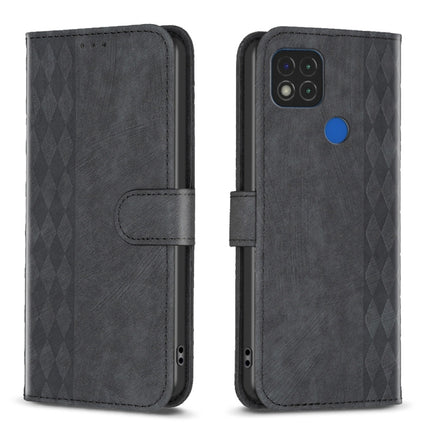 Plaid Embossed Leather Phone Case, For Xiaomi 11 Lite, For Xiaomi Redmi 9A, For Xiaomi Redmi 9, For Xiaomi Redmi 9C