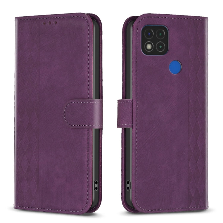 Plaid Embossed Leather Phone Case, For Xiaomi Redmi 9A, For Xiaomi Redmi 9, For Xiaomi Redmi 9C, For Xiaomi Redmi Note 9