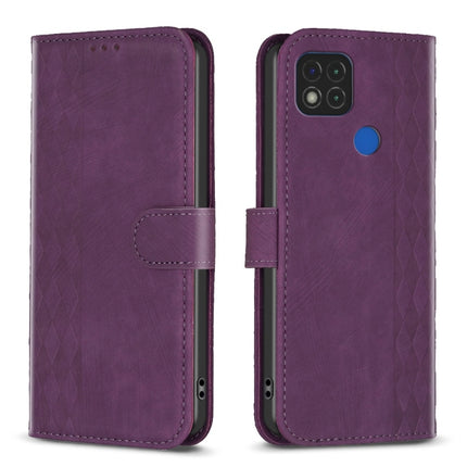 Plaid Embossed Leather Phone Case, For Xiaomi 11 Lite, For Xiaomi Redmi 9A, For Xiaomi Redmi 9, For Xiaomi Redmi 9C