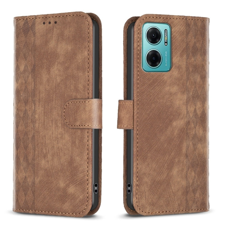 Plaid Embossed Leather Phone Case, For Xiaomi Redmi 10 5G / Note 11E, For Xiaomi Redmi 10C, For Xiaomi Redmi Note 11, For Xiaomi Redmi 10 2022
