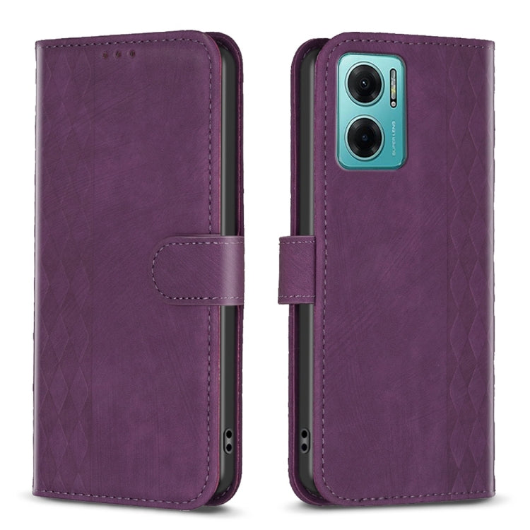 Plaid Embossed Leather Phone Case, For Xiaomi Redmi 10 5G / Note 11E, For Xiaomi Redmi 10C, For Xiaomi Redmi Note 11, For Xiaomi Redmi 10 2022