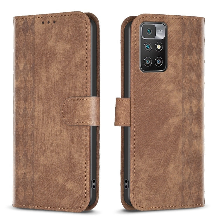 Plaid Embossed Leather Phone Case, For Xiaomi Redmi 10 5G / Note 11E, For Xiaomi Redmi 10C, For Xiaomi Redmi Note 11, For Xiaomi Redmi 10 2022
