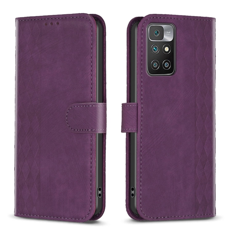 Plaid Embossed Leather Phone Case, For Xiaomi Redmi 10 5G / Note 11E, For Xiaomi Redmi 10C, For Xiaomi Redmi Note 11, For Xiaomi Redmi 10 2022