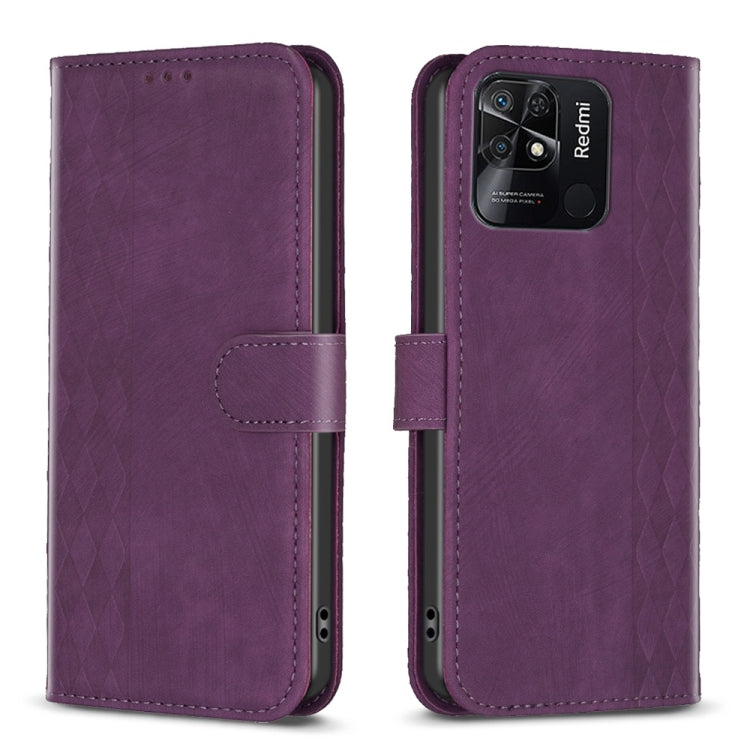 Plaid Embossed Leather Phone Case, For Xiaomi Redmi 10 5G / Note 11E, For Xiaomi Redmi 10C, For Xiaomi Redmi Note 11, For Xiaomi Redmi 10 2022