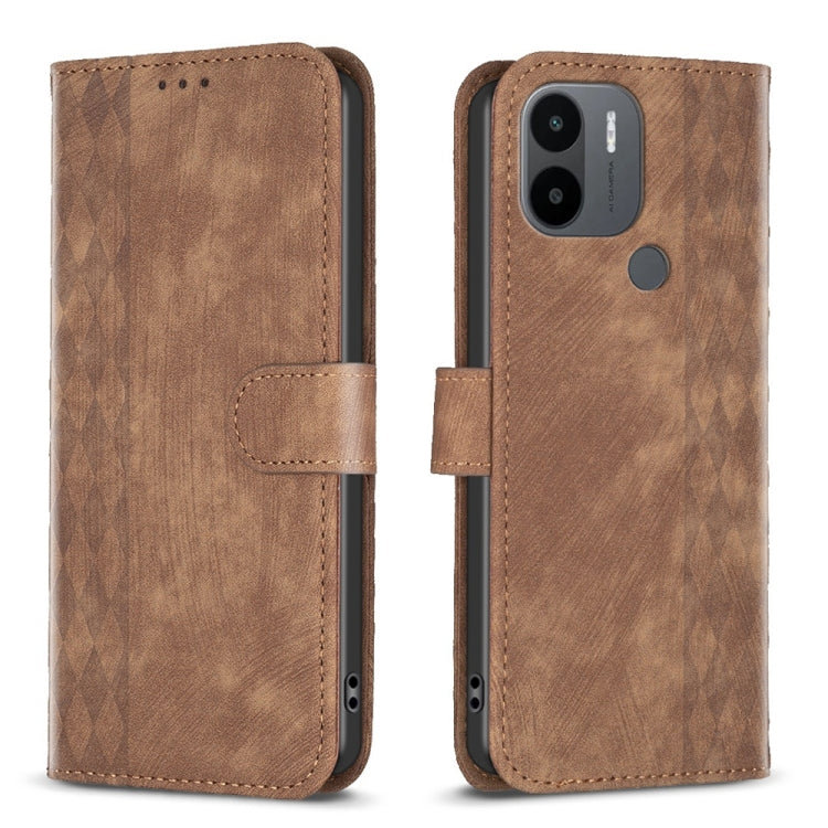 Plaid Embossed Leather Phone Case, For Xiaomi Redmi A1 / A1+, For Xiaomi Redmi Note 12 Pro+ Global, For Xiaomi Redmi Note 12 Pro Global, For Xiaomi Redmi Note 12 5G Global