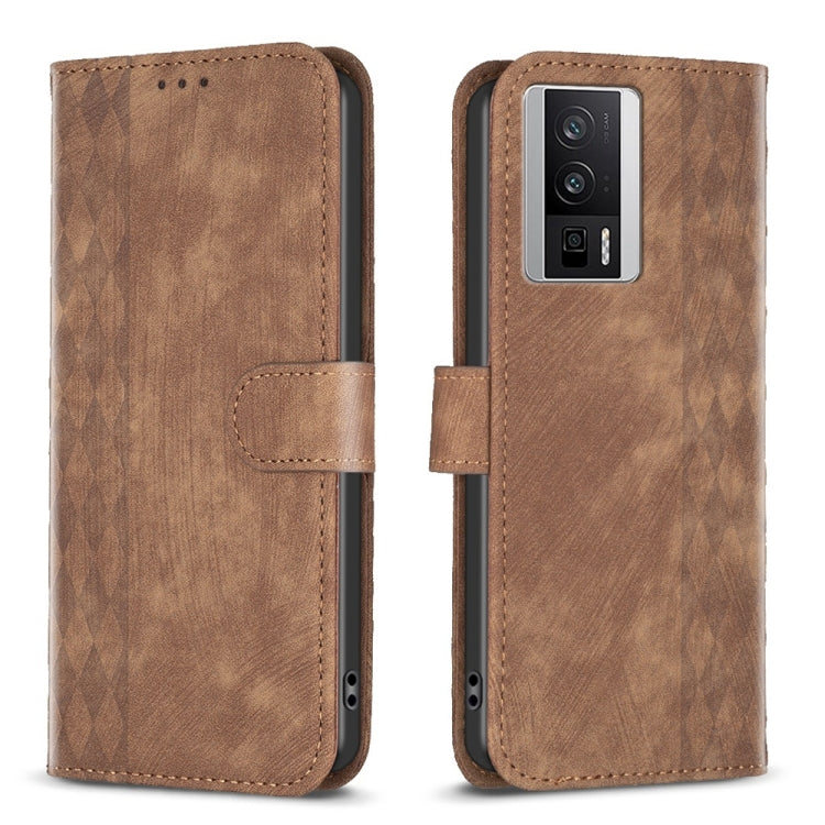 Plaid Embossed Leather Phone Case, For Xiaomi Redmi 12C, For Xiaomi 13 Lite 5G / Civi 2, For Xiaomi Redmi K60 / K60 Pro, For Xiaomi 13 Pro