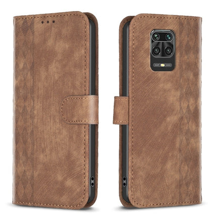 Plaid Embossed Leather Phone Case, For Xiaomi Redmi Note 9, For Xiaomi Redmi Note 9 Pro