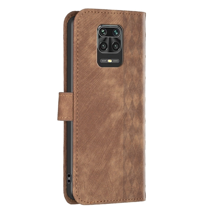 Plaid Embossed Leather Phone Case, For Xiaomi Redmi Note 9 Pro