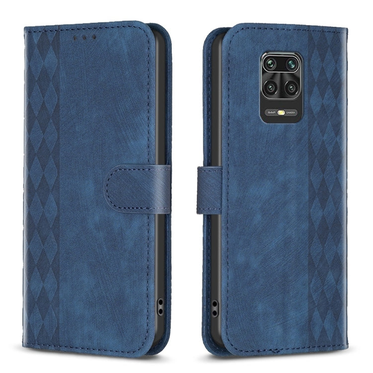 Plaid Embossed Leather Phone Case, For Xiaomi Redmi Note 9 Pro
