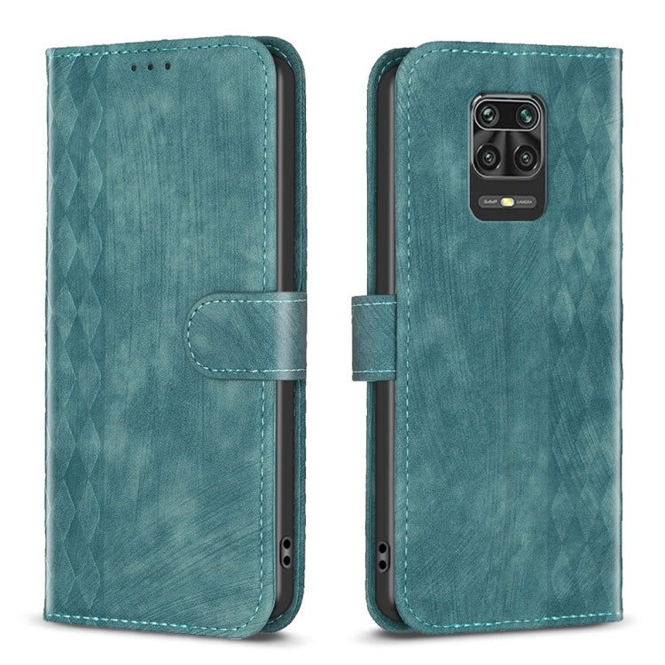 Plaid Embossed Leather Phone Case, For Xiaomi Redmi Note 9 Pro