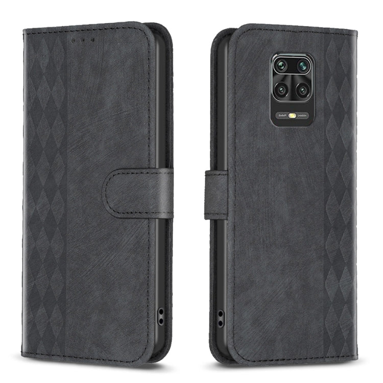 Plaid Embossed Leather Phone Case, For Xiaomi Redmi Note 9 Pro