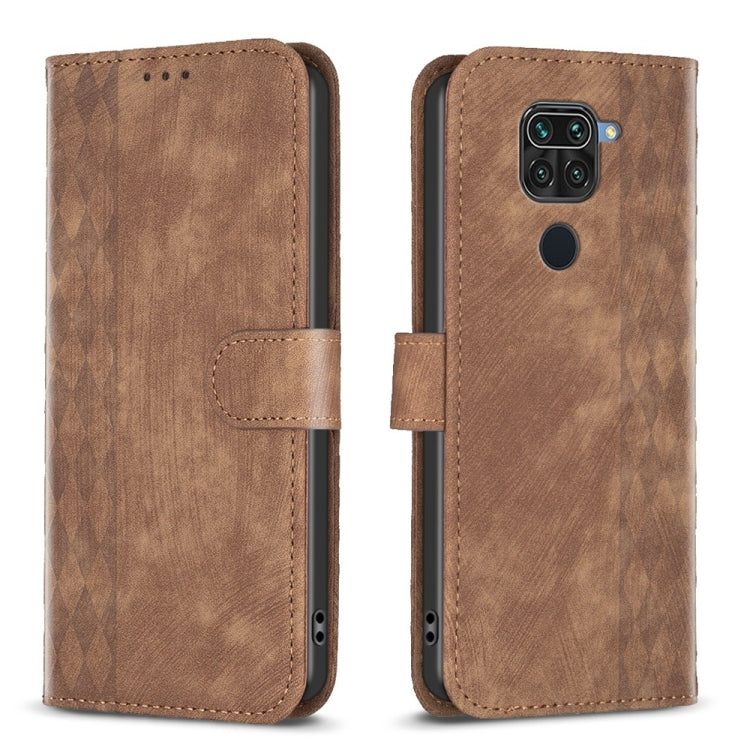 Plaid Embossed Leather Phone Case, For Xiaomi Redmi 9A, For Xiaomi Redmi 9, For Xiaomi Redmi 9C, For Xiaomi Redmi Note 9