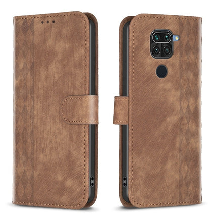 Plaid Embossed Leather Phone Case, For Xiaomi Redmi Note 9, For Xiaomi Redmi Note 9 Pro