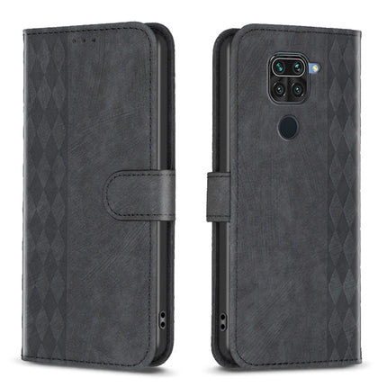 Plaid Embossed Leather Phone Case, For Xiaomi Redmi Note 9, For Xiaomi Redmi Note 9 Pro