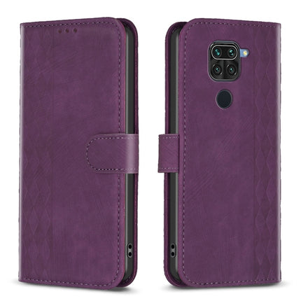 Plaid Embossed Leather Phone Case, For Xiaomi Redmi Note 9, For Xiaomi Redmi Note 9 Pro