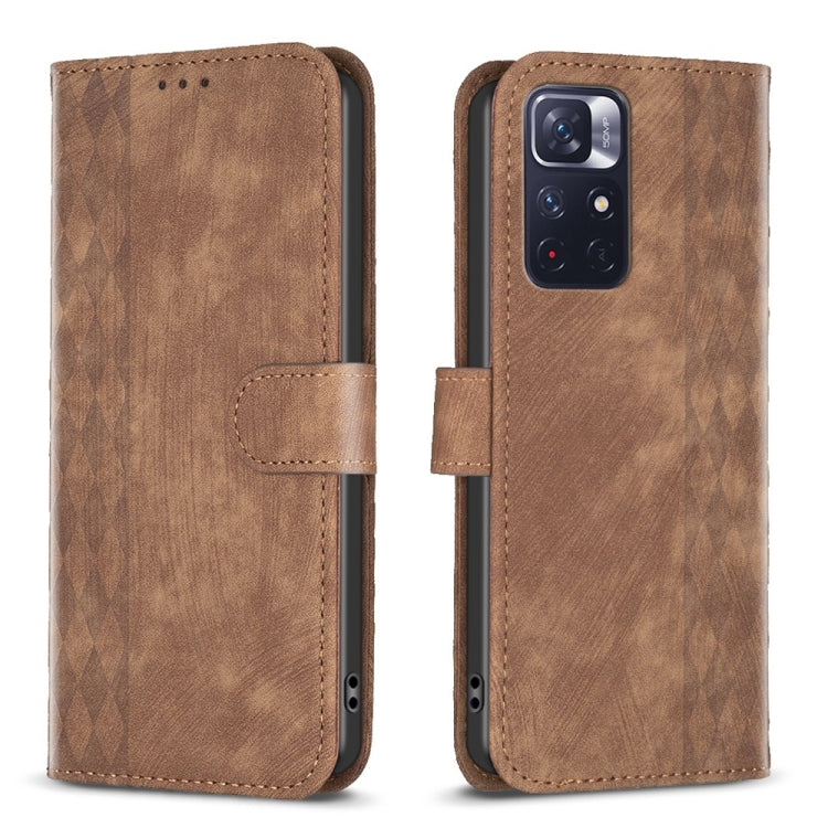 Plaid Embossed Leather Phone Case, For Xiaomi Redmi 10 5G / Note 11E, For Xiaomi Redmi 10C, For Xiaomi Redmi Note 11, For Xiaomi Redmi 10 2022