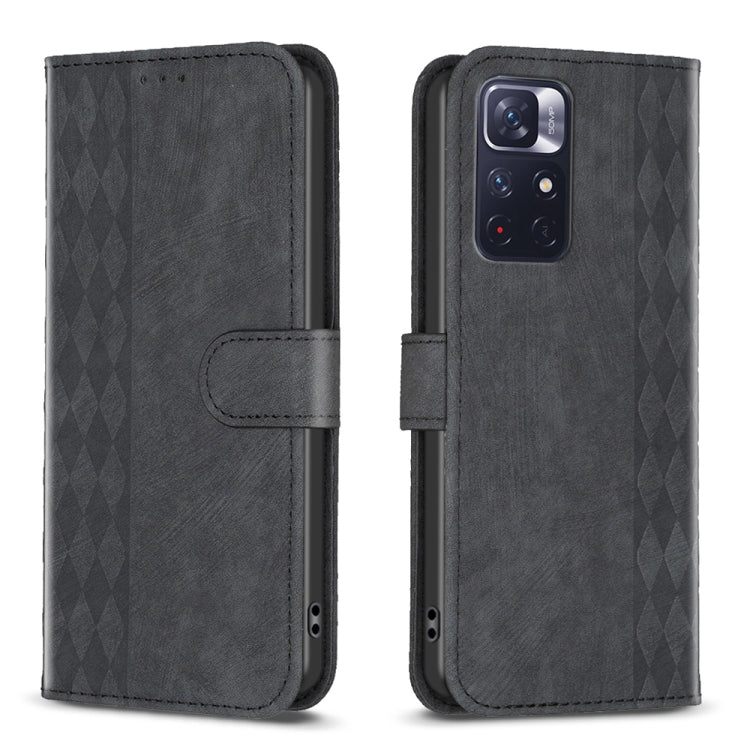 Plaid Embossed Leather Phone Case, For Xiaomi Redmi 10 5G / Note 11E, For Xiaomi Redmi 10C, For Xiaomi Redmi Note 11, For Xiaomi Redmi 10 2022