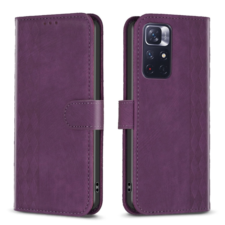 Plaid Embossed Leather Phone Case, For Xiaomi Redmi 10 5G / Note 11E, For Xiaomi Redmi 10C, For Xiaomi Redmi Note 11, For Xiaomi Redmi 10 2022