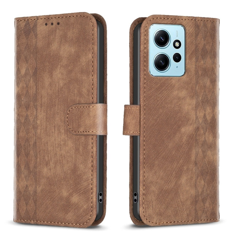 Plaid Embossed Leather Phone Case, For Xiaomi Poco F5 5G / Redmi Note 12 Turbo, For Xiaomi Redmi Note 12S 4G / Note 11, For Xiaomi Redmi Note 12 4G Global, For Xiaomi Civi 3 5G