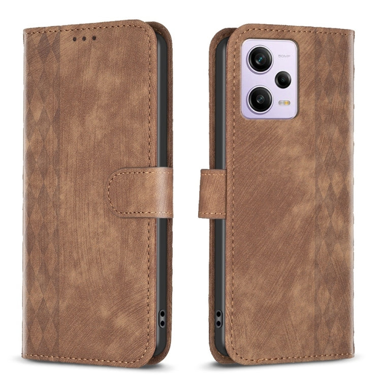 Plaid Embossed Leather Phone Case, For Xiaomi Redmi A1 / A1+, For Xiaomi Redmi Note 12 Pro+ Global, For Xiaomi Redmi Note 12 Pro Global, For Xiaomi Redmi Note 12 5G Global