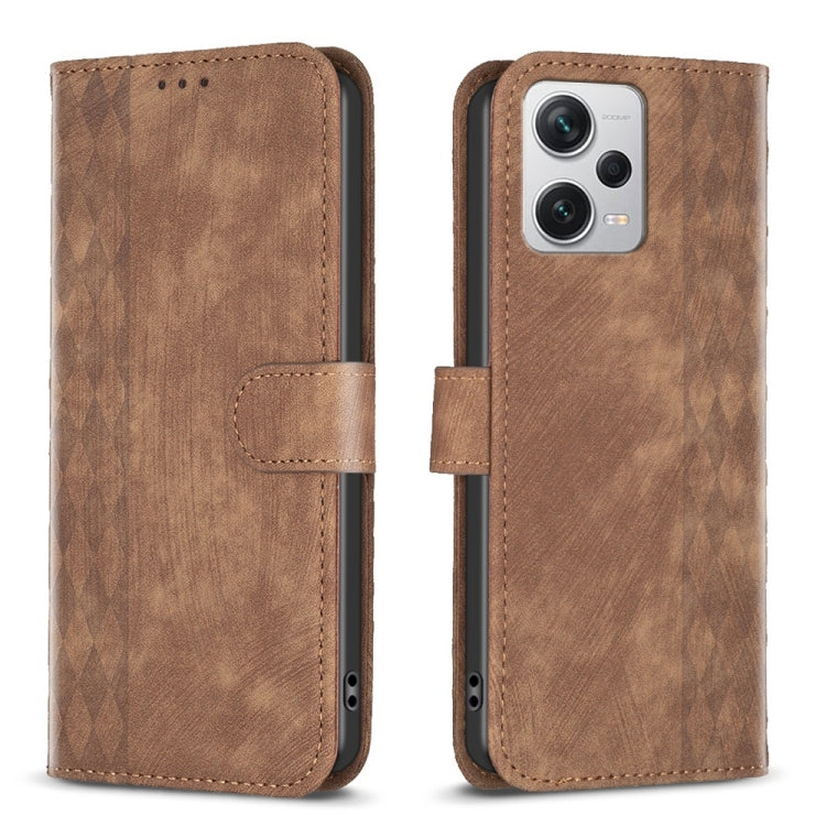 Plaid Embossed Leather Phone Case, For Xiaomi Redmi A1 / A1+, For Xiaomi Redmi Note 12 Pro+ Global, For Xiaomi Redmi Note 12 Pro Global, For Xiaomi Redmi Note 12 5G Global