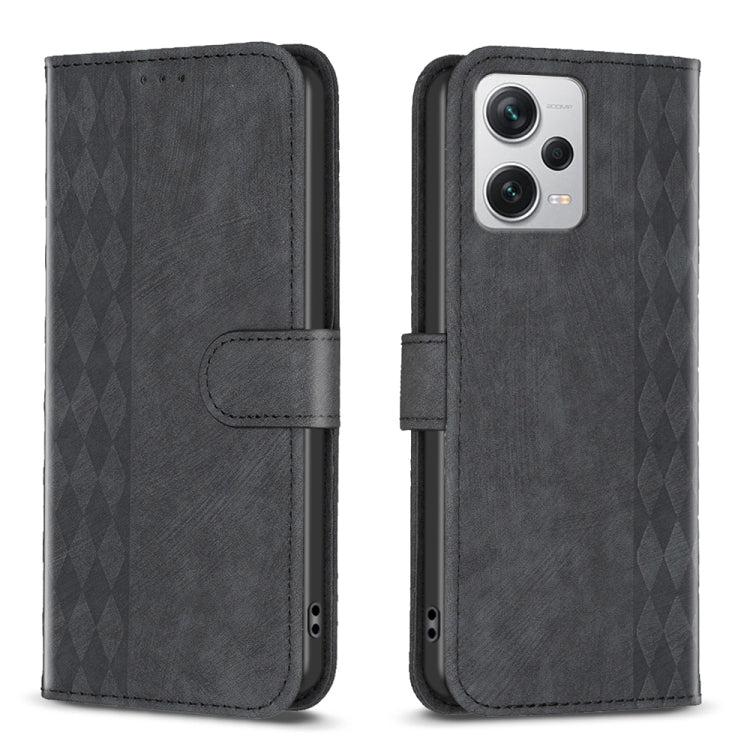 Plaid Embossed Leather Phone Case, For Xiaomi Redmi A1 / A1+, For Xiaomi Redmi Note 12 Pro+ Global, For Xiaomi Redmi Note 12 Pro Global, For Xiaomi Redmi Note 12 5G Global