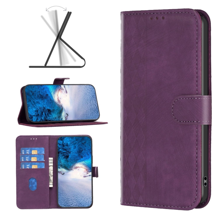Plaid Embossed Leather Phone Case, For Xiaomi Poco F5 5G / Redmi Note 12 Turbo, For Xiaomi Redmi Note 12S 4G / Note 11, For Xiaomi Redmi Note 12 4G Global, For Xiaomi Civi 3 5G