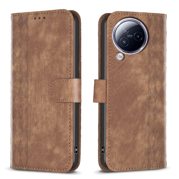 Plaid Embossed Leather Phone Case, For Xiaomi Poco F5 5G / Redmi Note 12 Turbo, For Xiaomi Redmi Note 12S 4G / Note 11, For Xiaomi Redmi Note 12 4G Global, For Xiaomi Civi 3 5G